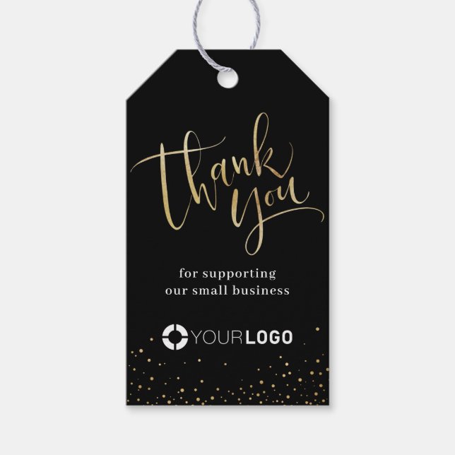 Svarta & Guld Modern calligraphy Business Tack Presentetikett (Framsidan)