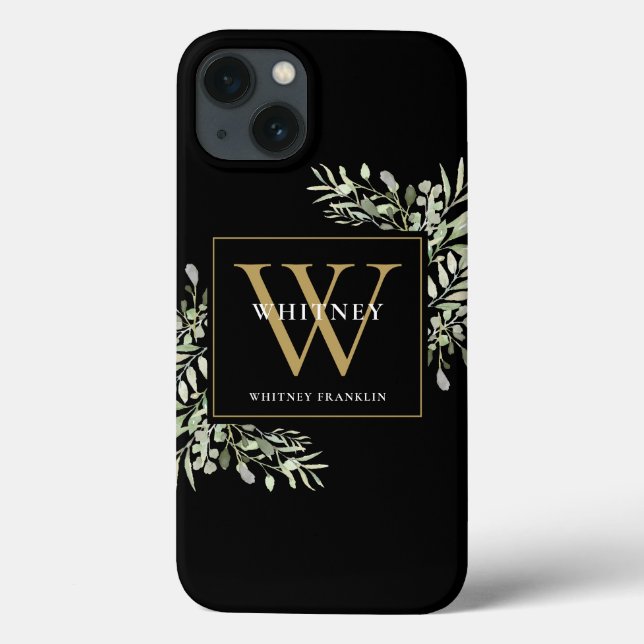 Svarta Guld Monogram-Eleganten Modern energi (Baksida)