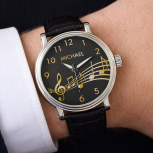 Svarta guld musik noter namn armbandsur