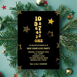Svarta guld Nyårsafton Countdown Party Inbjudningar