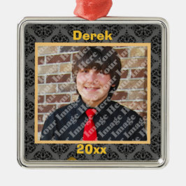 Svarta Guld och Grått-skadehornhinnor Julgransprydnad Metall