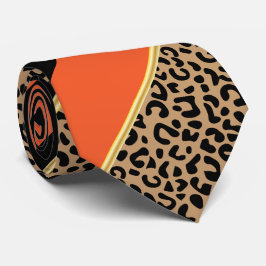 Svarta, Guld och Orange Diagonal Rand Leopard Slips