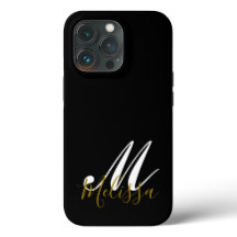 Svarta Guld och vita Monogram Namn