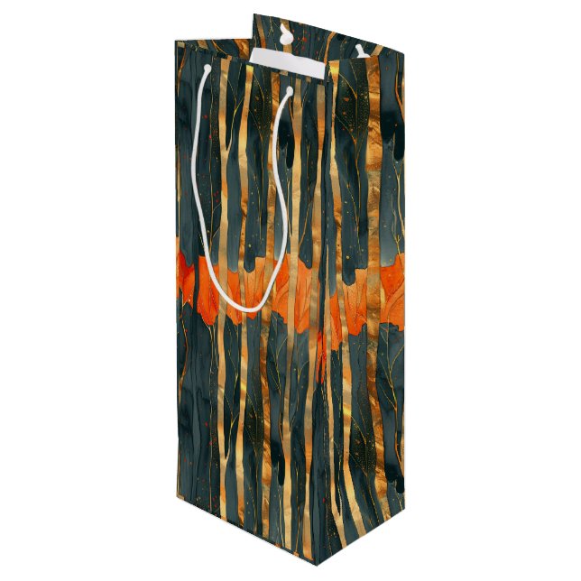 Svarta guld orange Art Nouveau-ränder (Baksidan Vinklad)