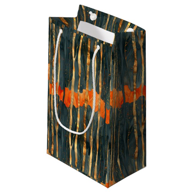 Svarta guld orange Art Nouveau-ränder (Framsidan Vinklad)