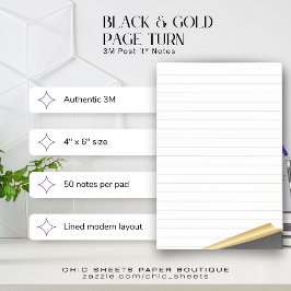 Svarta & Guld Page Turn 3M Post-it®-lappar Post-it Block