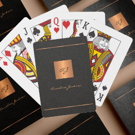 Svarta guld personlig monogram initialer namn casinokort