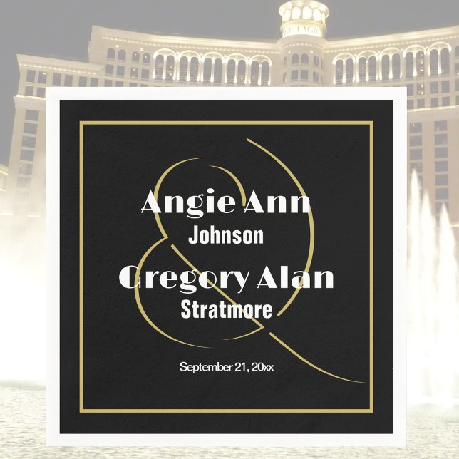 Svarta Guld-Personligen med minimal Elegant, Party Pappersservett (Skapare uppladdad)