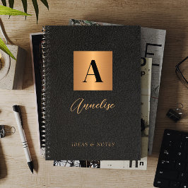 Svarta guld-personligens monogram namn anteckningsbok