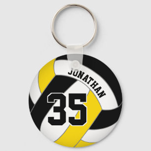 svarta guld-pojkar, jersey-nummer volleyball nyckelring