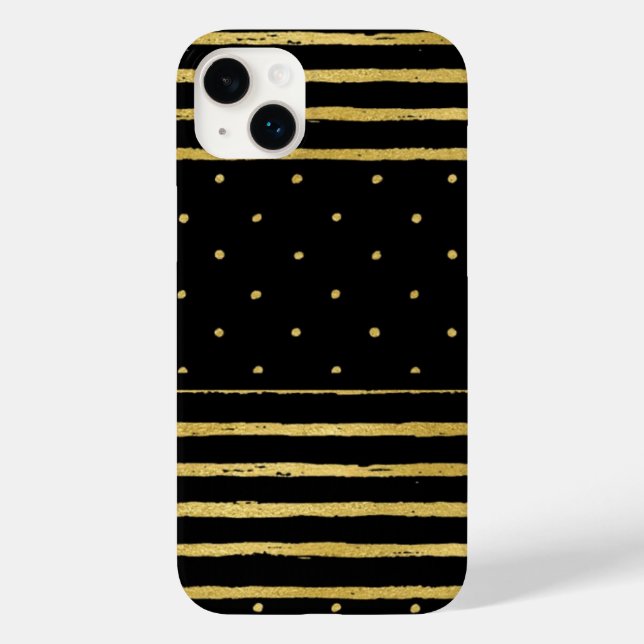 Svarta Guld-punkter i Monogram - Mate iPhone 14 (Baksida)