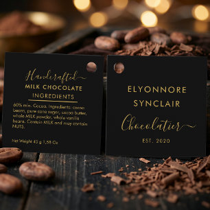 Svarta Guld Skript Mjölkchoklad Ingredienser Gåvor Etiketter