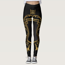 Svarta Guld Stila Leggings