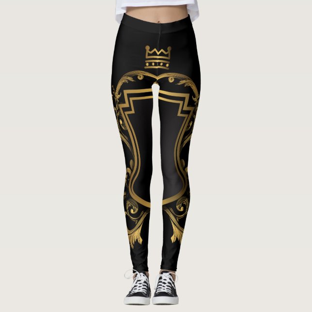 Svarta Guld Stila Leggings (Framsida)