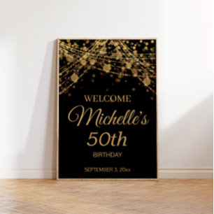 Svarta Guld Strängljus Välkommen 50-årsdag Poster