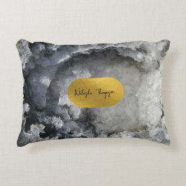 Svarta guldfiskets kristaller Namnteckning Prydnadskudde