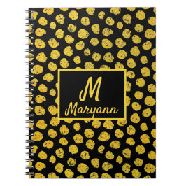 Svarta Guldprickar Glamoröst Namn & Monogram Anteckningsbok