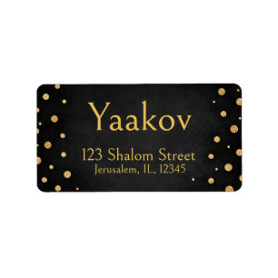 Svarta Guldprickar Lyx Modern Elegant Stilfull Adressetikett