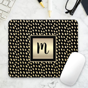 Svarta guldpunkter modern fet monogram skrift lyx musmatta