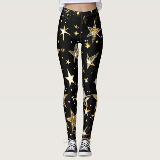 Svarta & Guldstjärnor Genomgående Tryckta Leggings