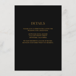Svarta/Gyllene Bröllopsdetaljer Tilläggskort