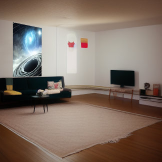 Svarta hål och blått gasmoln | AI Art Poster