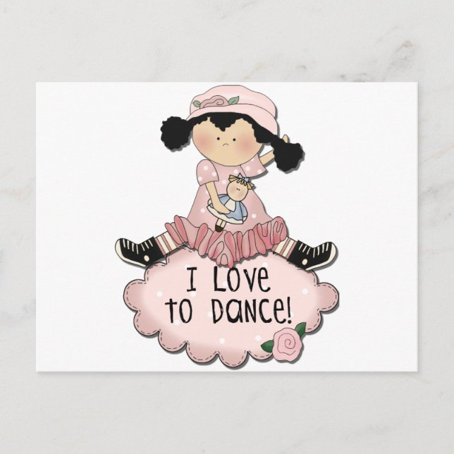 Svarta Hår Flicka Dansare T-shirts och presenter Vykort (Framsida)