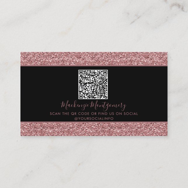 Svarta haverier i Guld Gnistran Ro, Glitter, QR-ko Visitkort (Baksida)