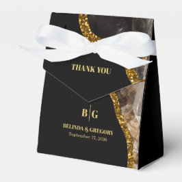 Svarta havet och Guld Agate Geode Glitter Bröllop Presentaskar