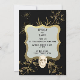 Svarta havet och Guld Eleganten Halloween fest Inbjudningar