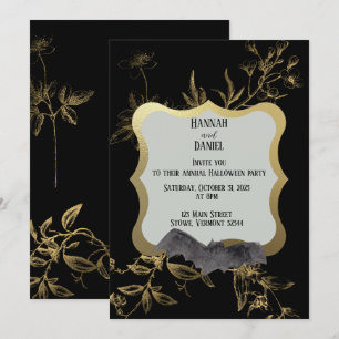 Svarta havet och Guld Fladdermus Elegant Halloween Inbjudningar