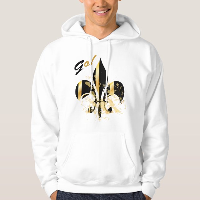 Svarta havet och Guld Fleur de Lis Sweatshirt Med Luva (Framsida)