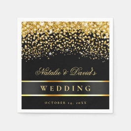 Svarta havet och Guld Glitter Bröllop Pappersservett