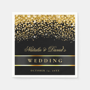 Svarta havet och Guld Glitter Bröllop Pappersservett