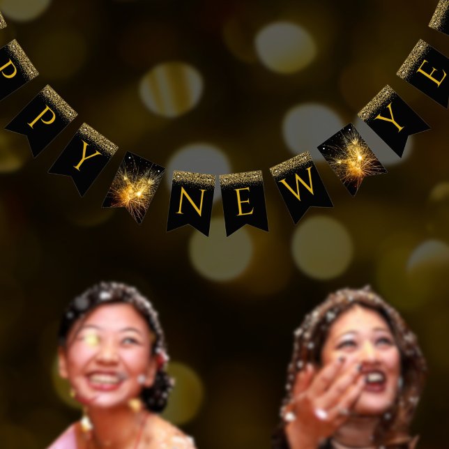 Svarta havet och guld Gott nytt år Vimplar (Skapare uppladdad)