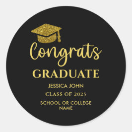 Svarta havet och Guld Gratulerara Student Studente Runt Klistermärke