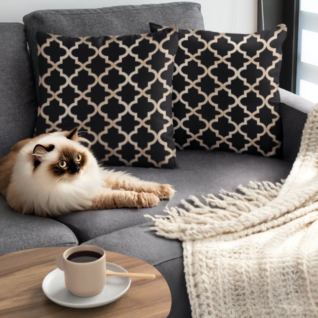 Svarta havet och Guld marockanska Mönster Kudde (Skapare uppladdad)