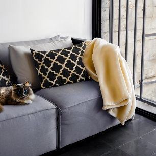 Svarta havet och Guld marockanska Mönster Prydnadskudde