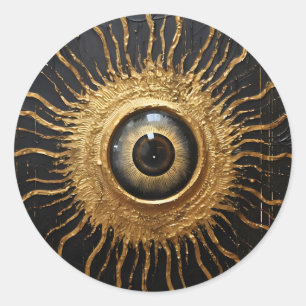 Svarta havet och Guld Occult Evil Öga Runt Klistermärke