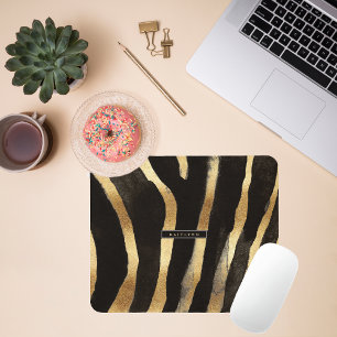 Svarta havet och Guld Zebra tryck Monogram Musmatta