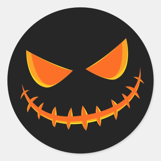 Svarta havet och Orange Lycklig Jack o lantern Ans Runt Klistermärke (Framsida)