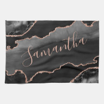 Svarta havet och Ro Guld Faux Glitter Agate