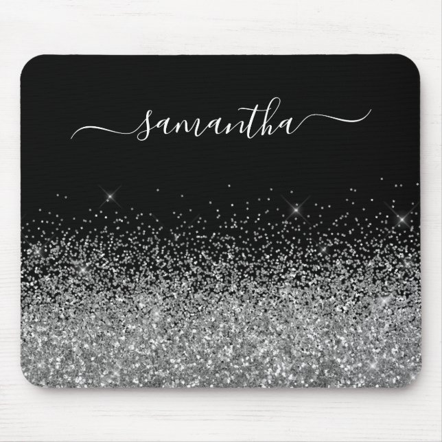 Svarta havet och Silver Glitter Eleganten Namn Musmatta (Framsidan)