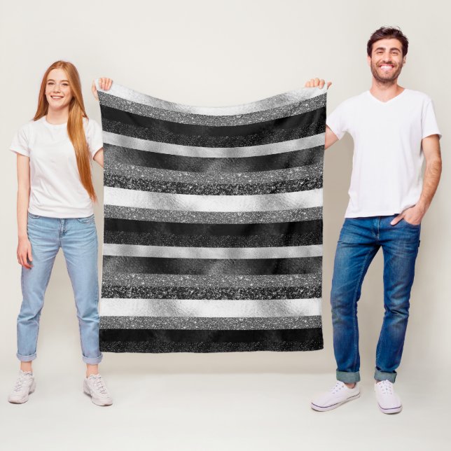 Svarta havet och Silver Glitter Mönster Fleecefilt (På plats)