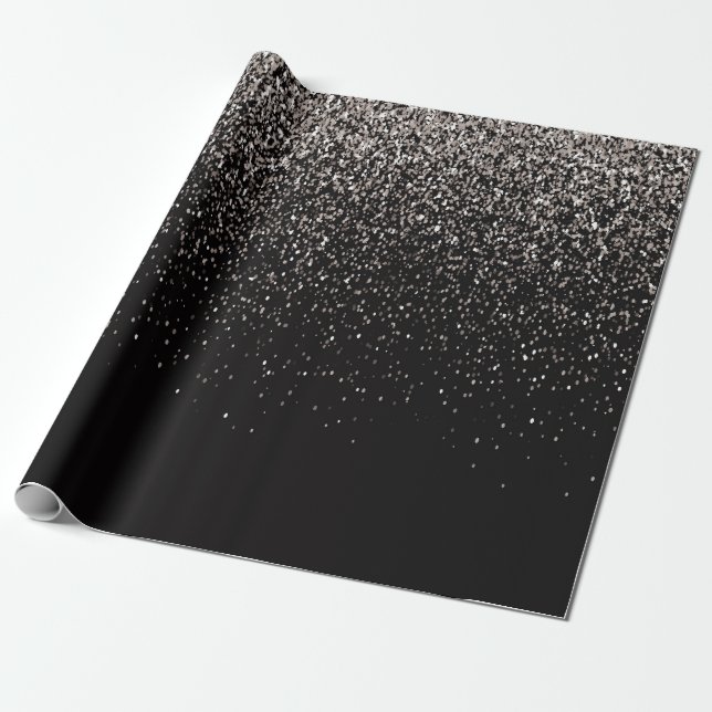 Svarta havet och Silver Glitter Presentpapper (Utrullad)