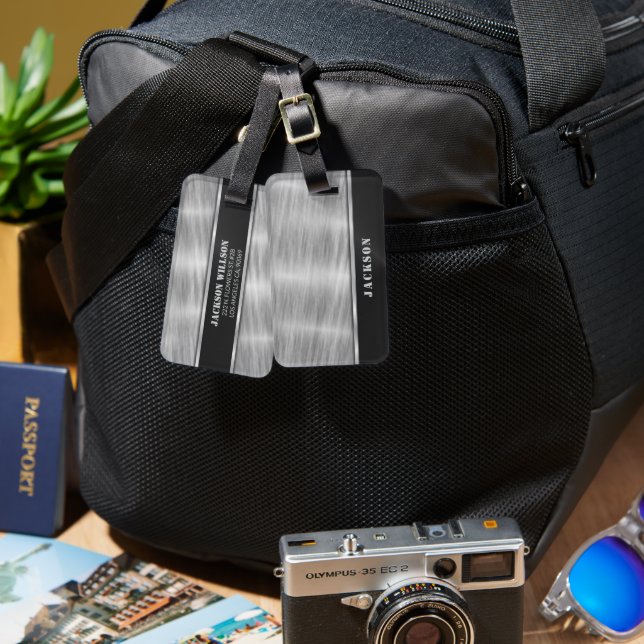 Svarta havet och Silver Metall Bagagebricka (Fram & Baksida)