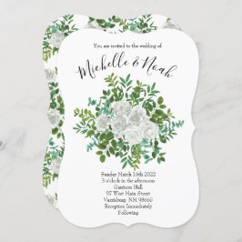 Svarta havet och Vit ros Blommigten Bröllop Inbjudningar