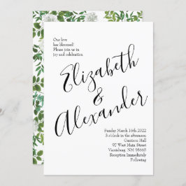 Svarta havet och Vit ros Blommigten Bröllop Inbjudningar