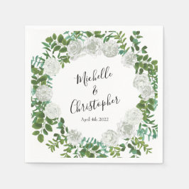 Svarta havet och Vit ros Blommigten Bröllop Pappersservett