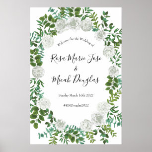Svarta havet och Vit ros Blommigten Bröllop Poster